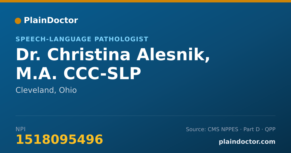 Shareable card for Christina Alesnik, M.A. CCC-SLP - Speech-Language Pathologist, Cleveland, OH