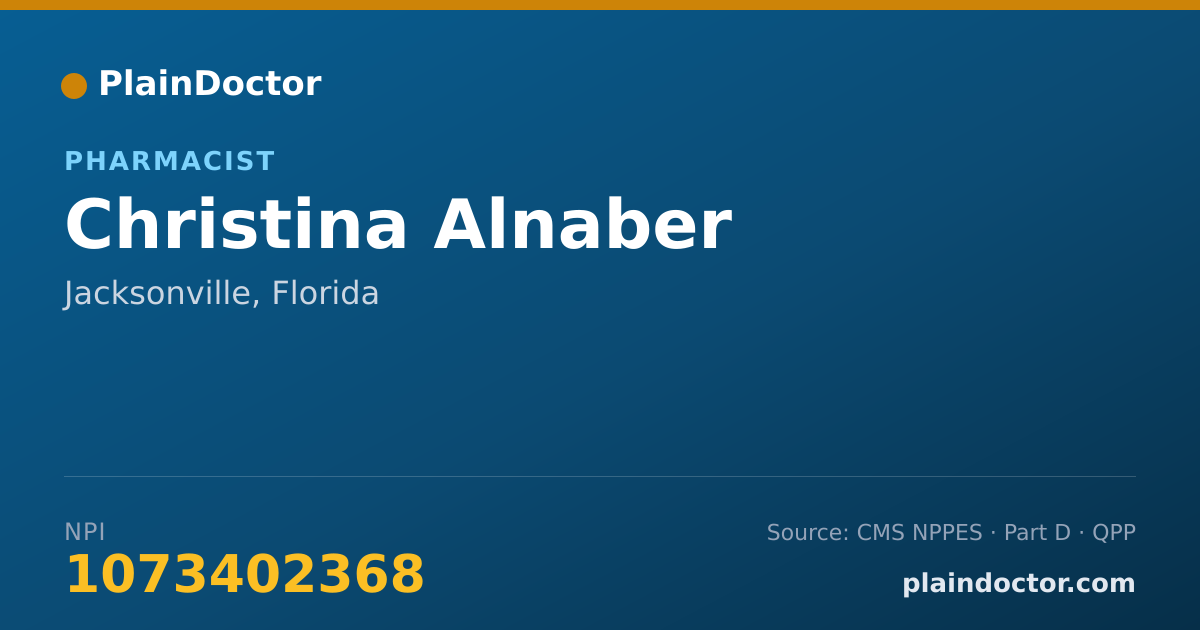 Shareable card for Christina Alnaber - Pharmacist, Jacksonville, FL