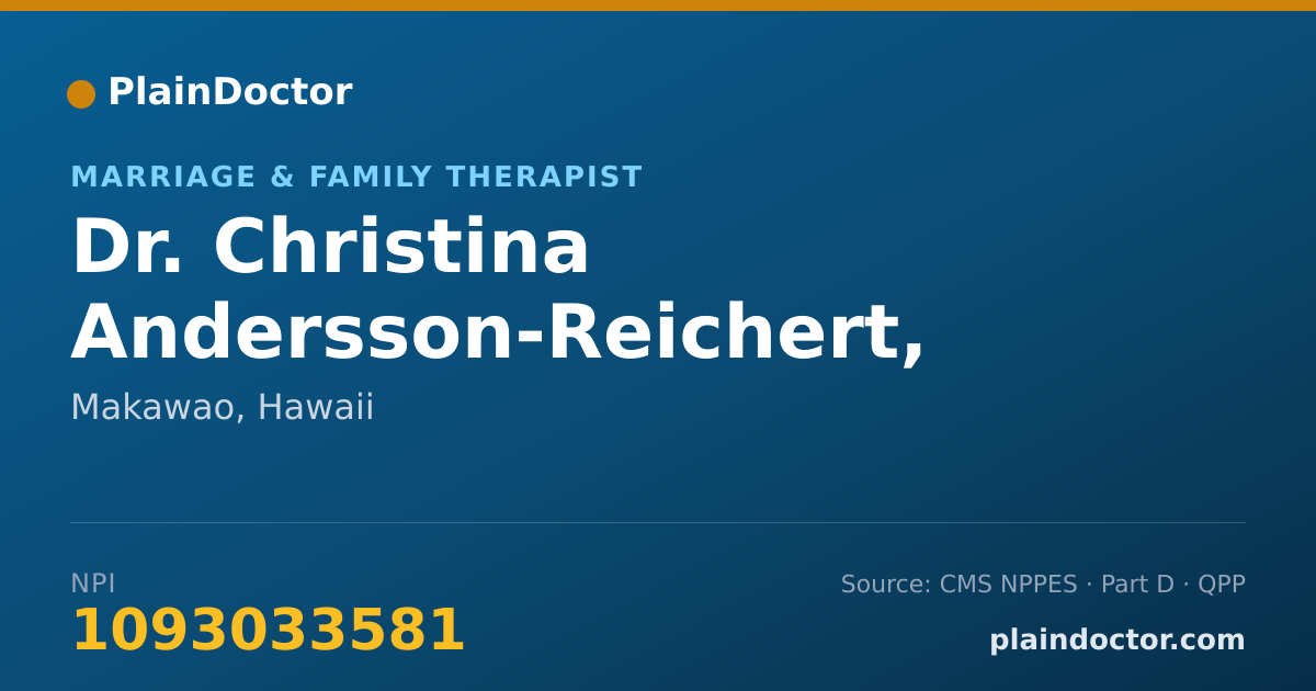 Shareable card for Christina Andersson-Reichert, L.M.F.T. - Marriage & Family Therapist, Makawao, HI