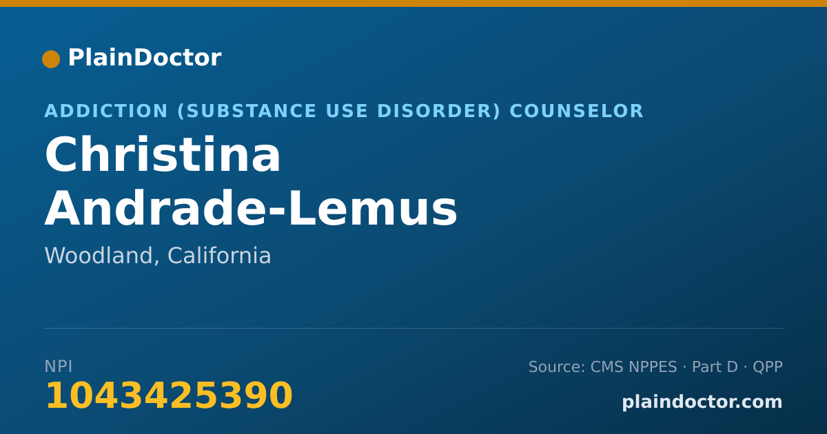 Shareable card for Christina Andrade-Lemus - Addiction (Substance Use Disorder) Counselor, Woodland, CA