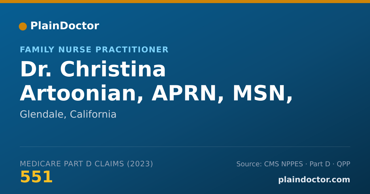 Shareable card for Christina Artoonian, APRN, MSN, BA, FNP-C - Family Nurse Practitioner, Glendale, CA