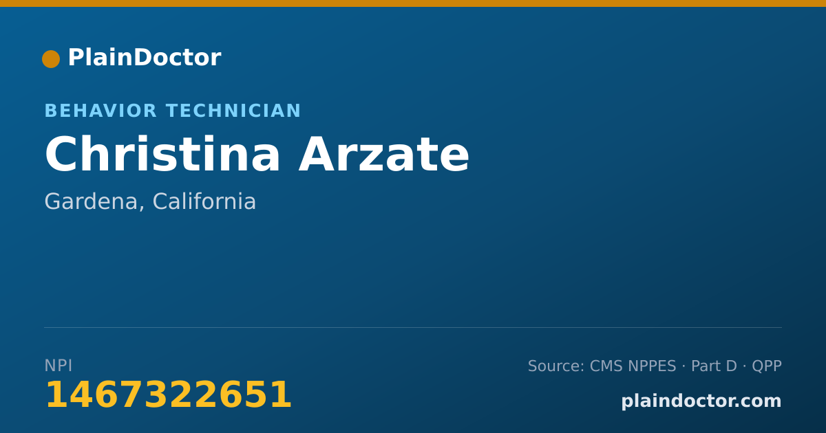 Shareable card for Christina Arzate - Behavior Technician, Gardena, CA