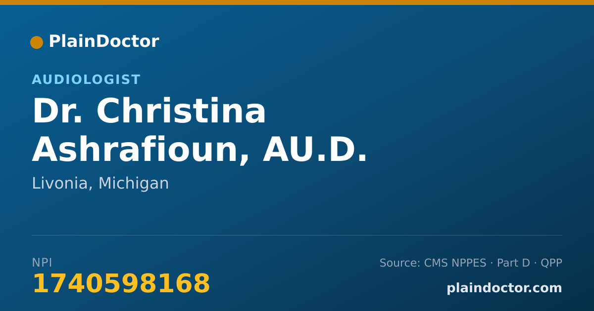 Shareable card for Christina Ashrafioun, AU.D. - Audiologist, Livonia, MI