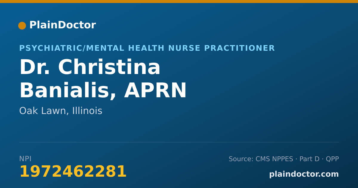 Shareable card for Christina Banialis, APRN - Psychiatric/Mental Health Nurse Practitioner, Oak Lawn, IL