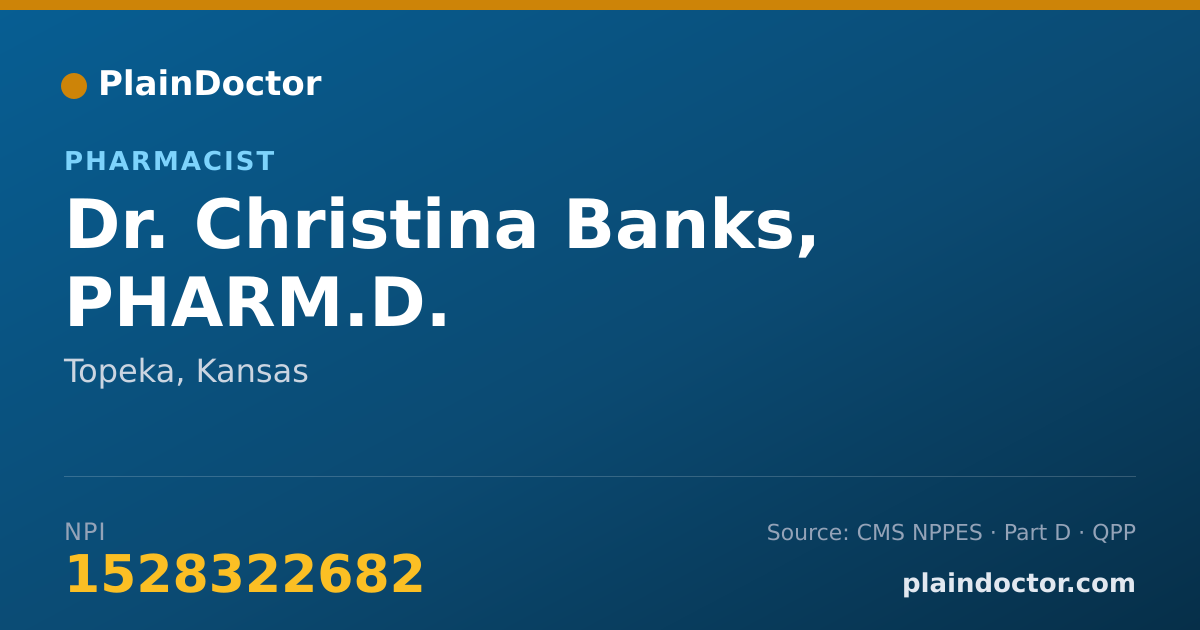 Shareable card for Christina Banks, PHARM.D. - Pharmacist, Topeka, KS