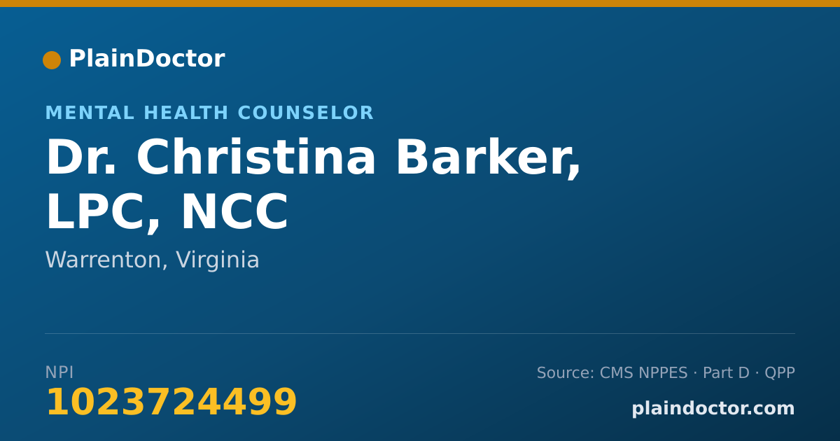 Shareable card for Christina Barker, LPC, NCC - Mental Health Counselor, Warrenton, VA
