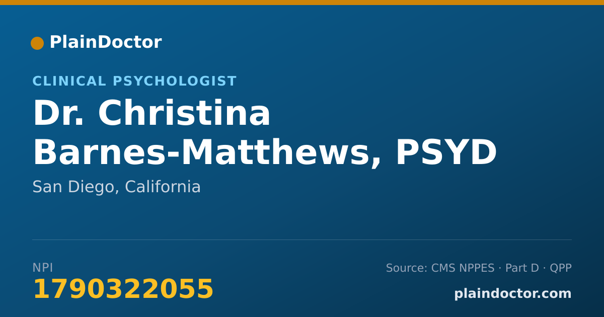 Shareable card for Christina Barnes-Matthews, PSYD - Clinical Psychologist, San Diego, CA
