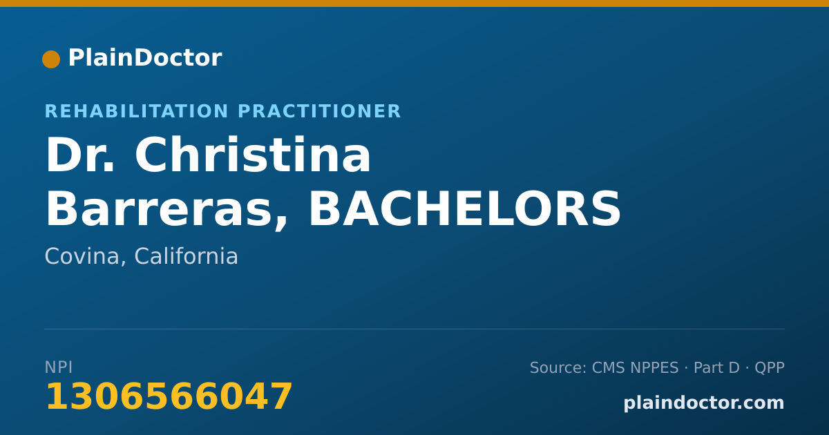 Shareable card for Christina Barreras, BACHELORS - Rehabilitation Practitioner, Covina, CA