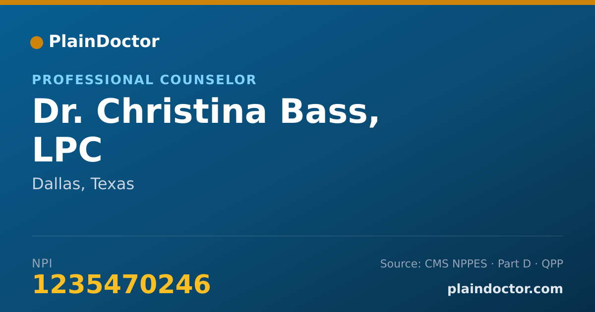 Shareable card for Christina Bass, LPC - Professional Counselor, Dallas, TX