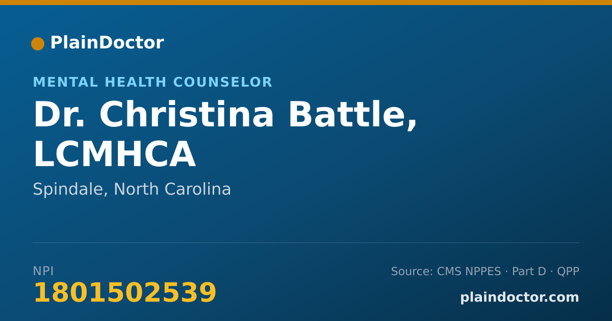 Shareable card for Christina Battle, LCMHCA - Mental Health Counselor, Spindale, NC