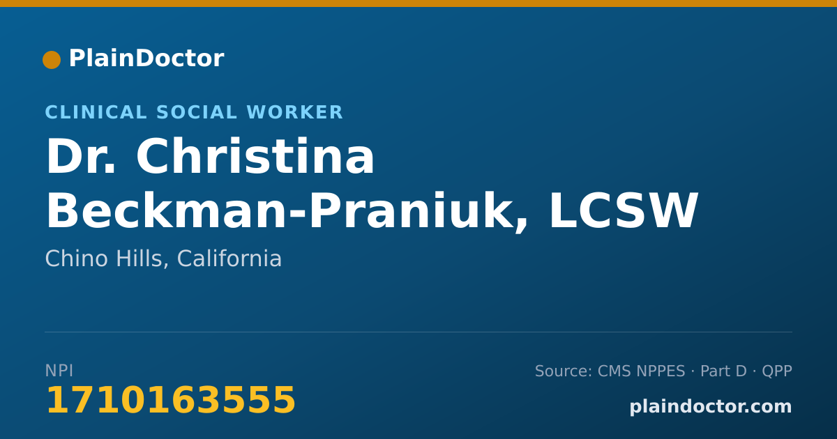 Shareable card for Christina Beckman-Praniuk, LCSW - Clinical Social Worker, Chino Hills, CA