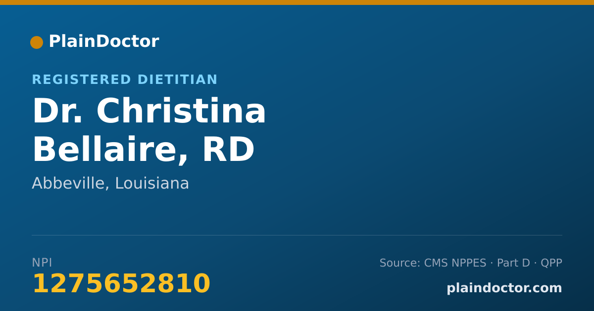 Shareable card for Christina Bellaire, RD - Registered Dietitian, Abbeville, LA