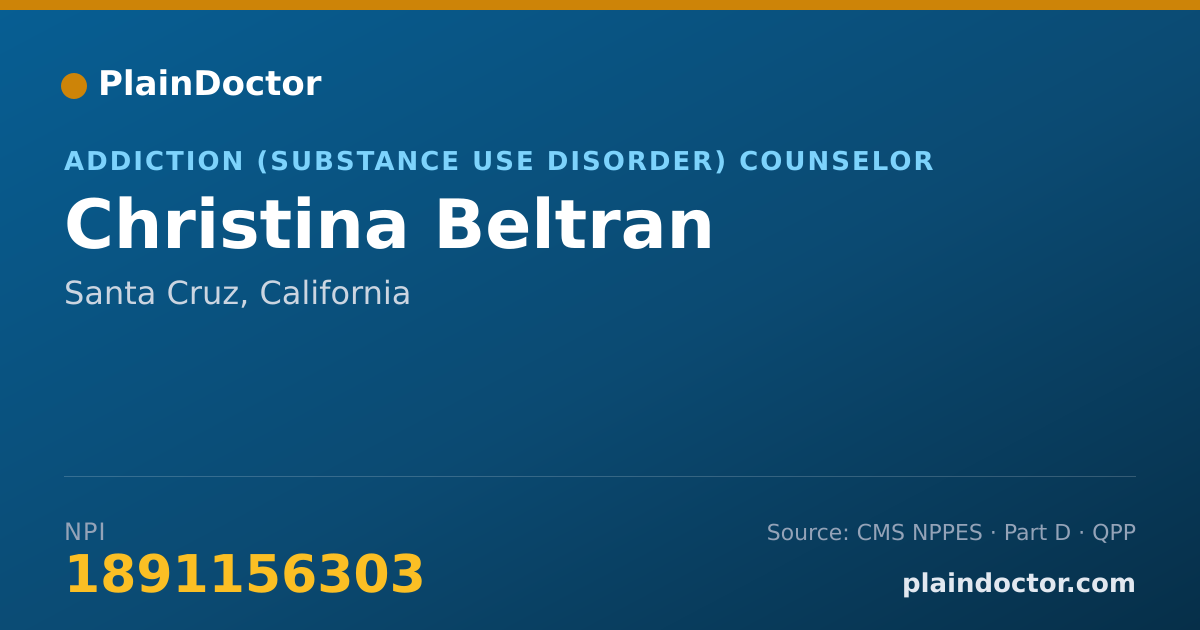 Shareable card for Christina Beltran - Addiction (Substance Use Disorder) Counselor, Santa Cruz, CA