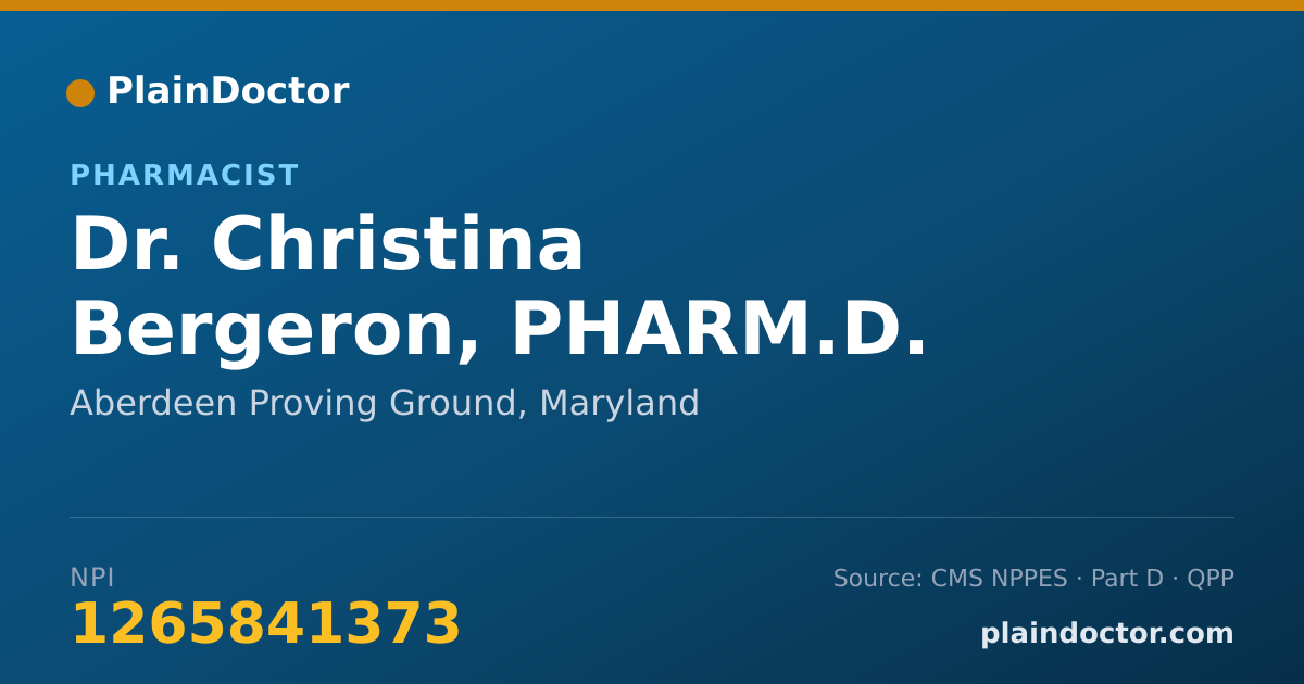 Shareable card for Christina Bergeron, PHARM.D. - Pharmacist, Aberdeen Proving Ground, MD