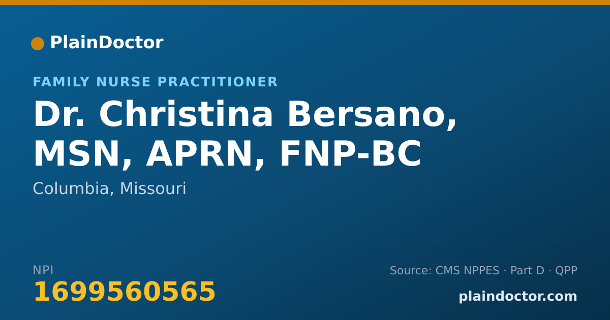 Shareable card for Christina Bersano, MSN, APRN, FNP-BC - Family Nurse Practitioner, Columbia, MO