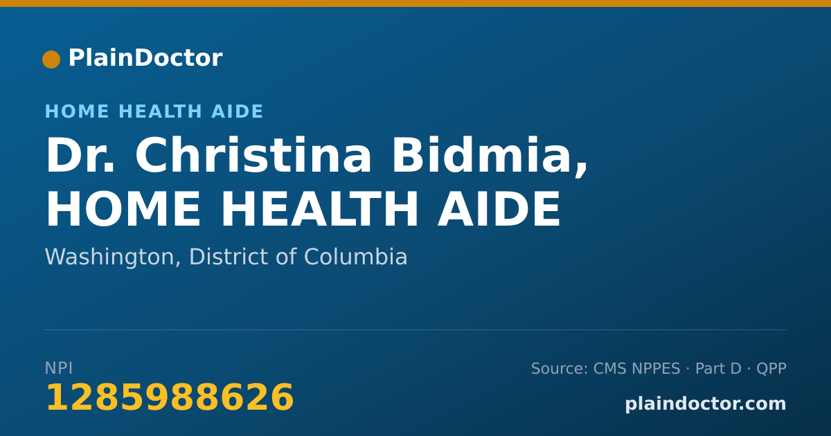 Shareable card for Christina Bidmia, HOME HEALTH AIDE - Home Health Aide, Washington, DC