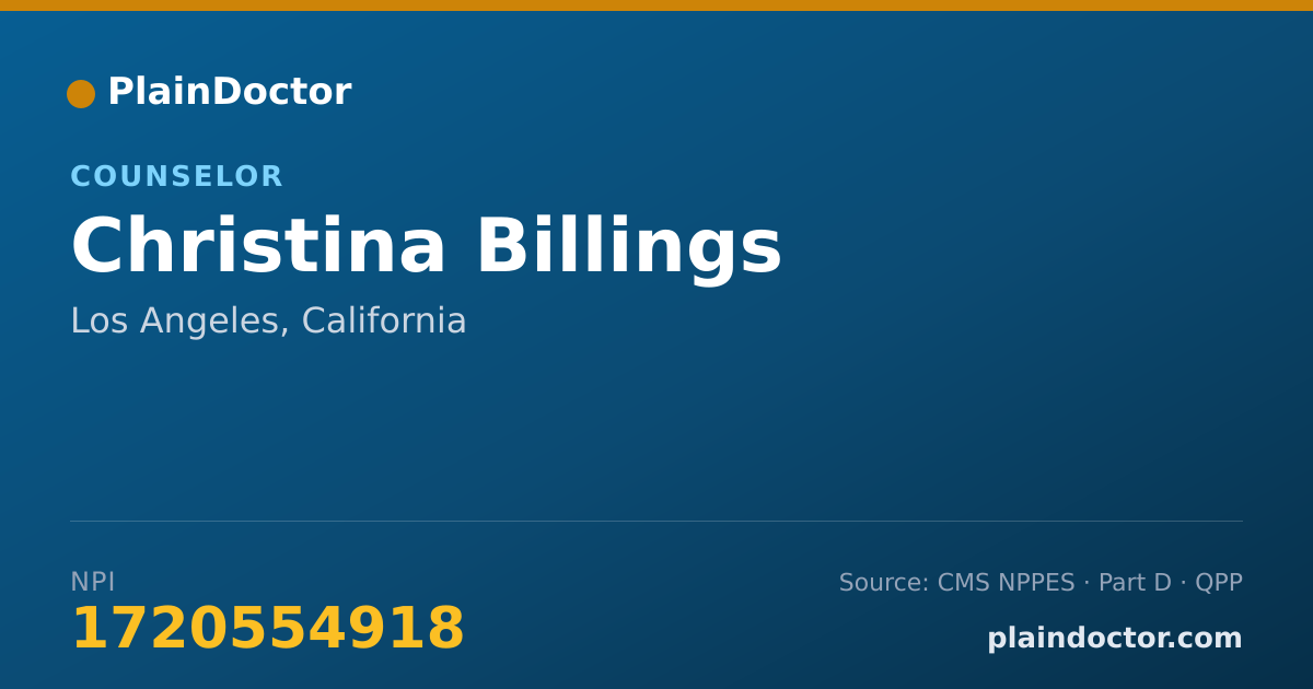 Shareable card for Christina Billings - Counselor, Los Angeles, CA