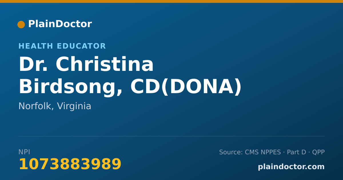 Shareable card for Christina Birdsong, CD(DONA) - Health Educator, Norfolk, VA