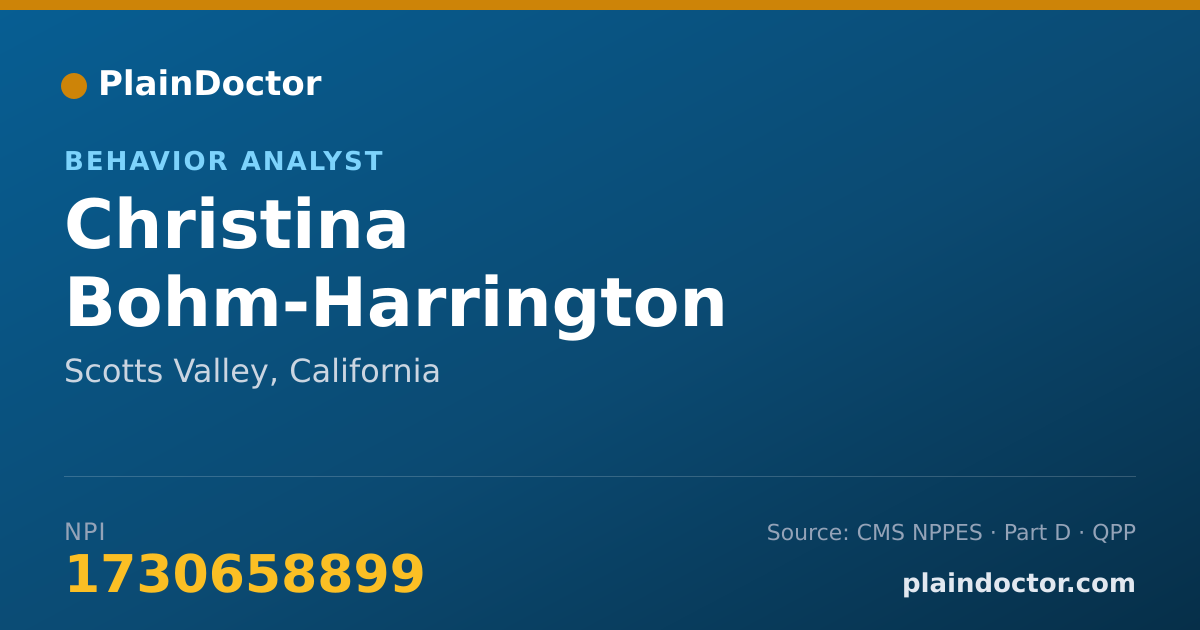 Shareable card for Christina Bohm-Harrington - Behavior Analyst, Scotts Valley, CA