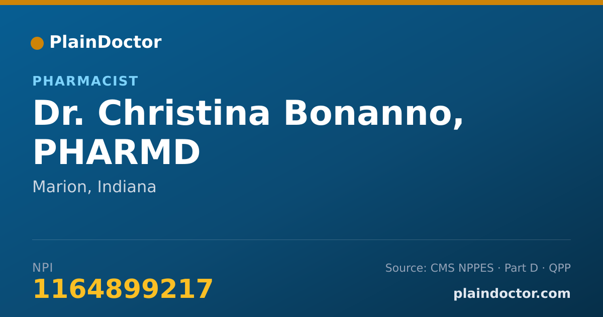 Shareable card for Christina Bonanno, PHARMD - Pharmacist, Marion, IN