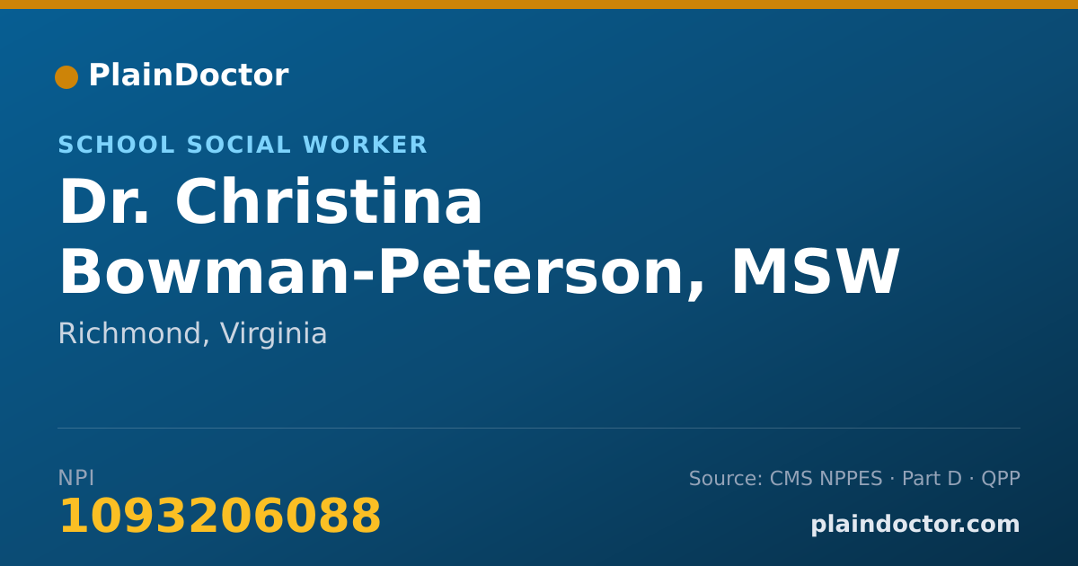 Shareable card for Christina Bowman-Peterson, MSW - School Social Worker, Richmond, VA