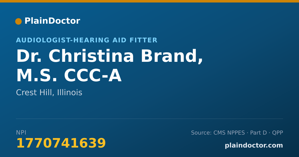 Shareable card for Christina Brand, M.S. CCC-A - Audiologist-Hearing Aid Fitter, Crest Hill, IL