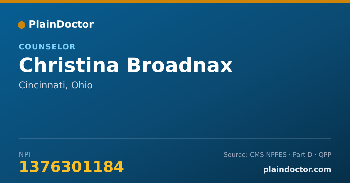 Shareable card for Christina Broadnax - Counselor, Cincinnati, OH