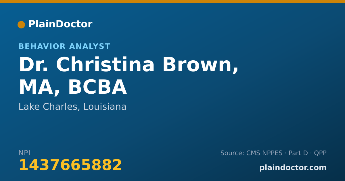 Shareable card for Christina Brown, MA, BCBA - Behavior Analyst, Lake Charles, LA