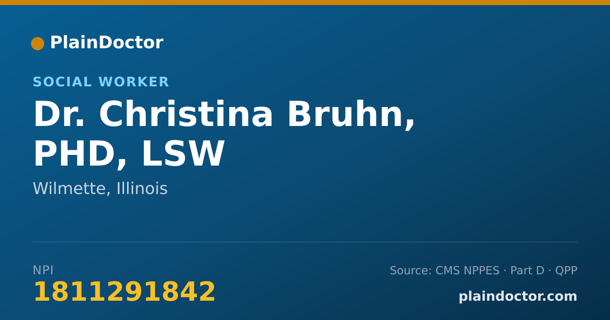Shareable card for Christina Bruhn, PHD, LSW - Social Worker, Wilmette, IL