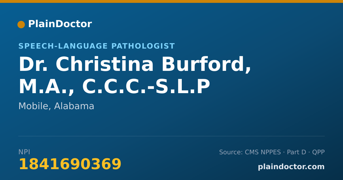 Shareable card for Christina Burford, M.A., C.C.C.-S.L.P - Speech-Language Pathologist, Mobile, AL