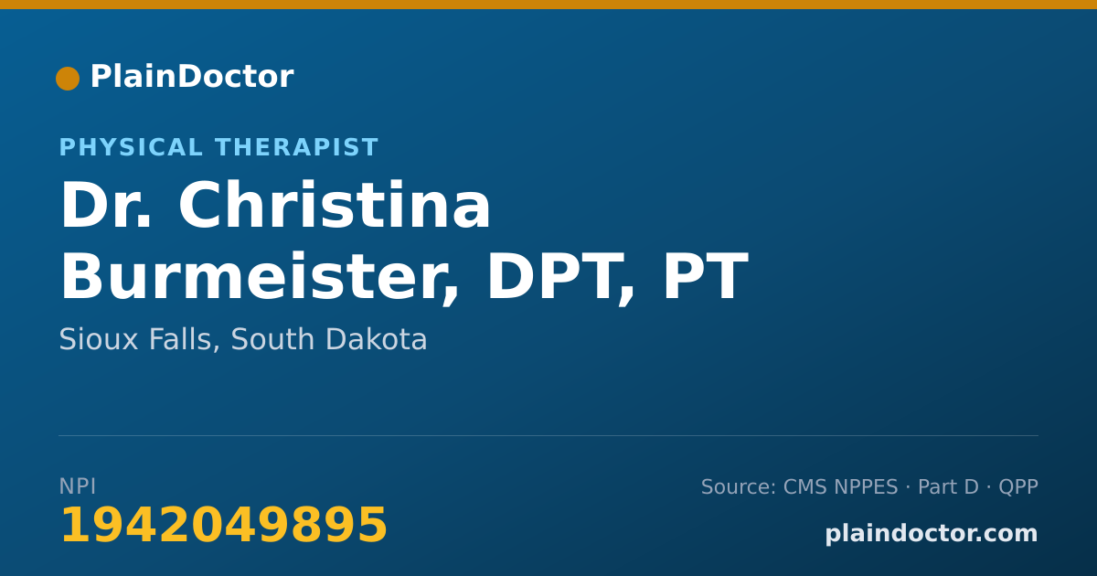 Shareable card for Christina Burmeister, DPT, PT - Physical Therapist, Sioux Falls, SD