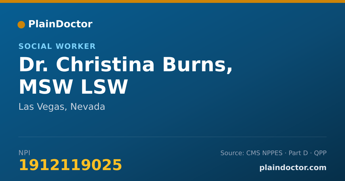 Shareable card for Christina Burns, MSW LSW - Social Worker, Las Vegas, NV