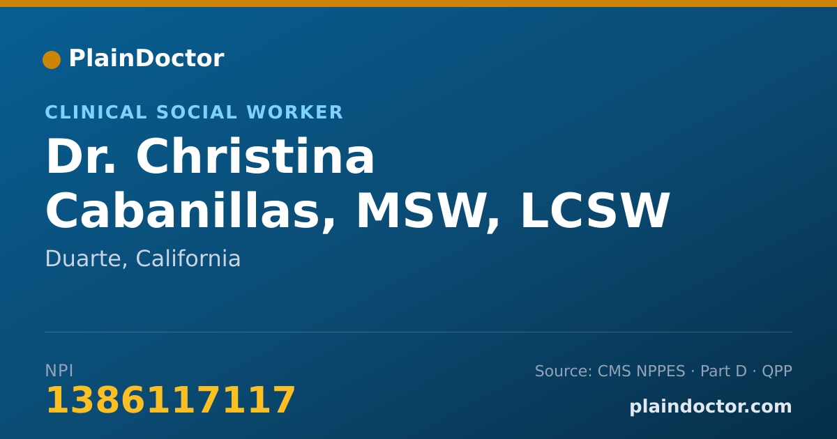 Shareable card for Christina Cabanillas, MSW, LCSW - Clinical Social Worker, Duarte, CA