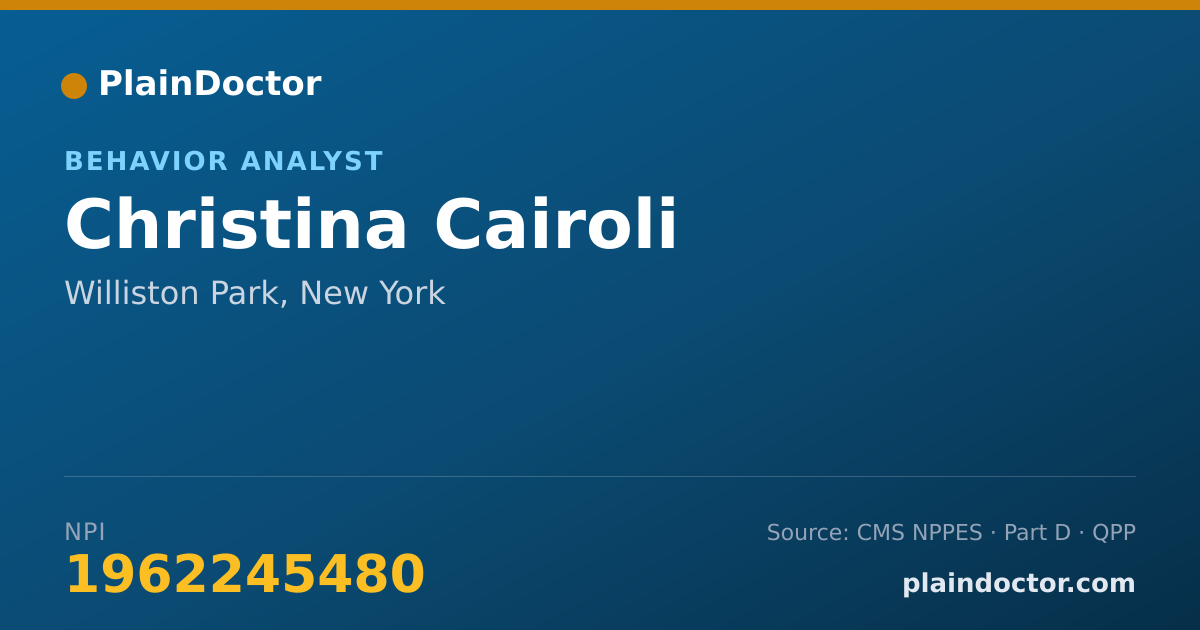 Shareable card for Christina Cairoli - Behavior Analyst, Williston Park, NY