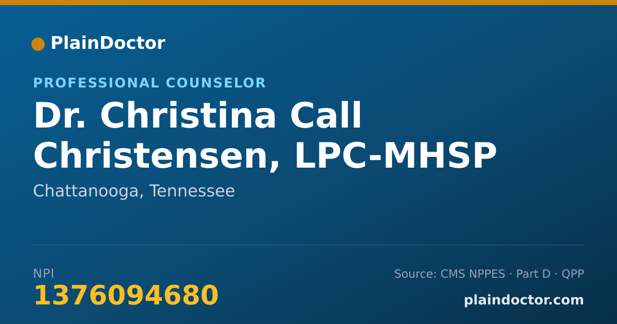 Shareable card for Christina Call Christensen, LPC-MHSP (TEMPORARY) - Professional Counselor, Chattanooga, TN