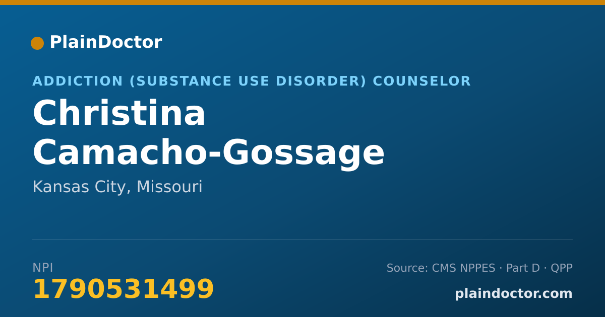 Shareable card for Christina Camacho-Gossage - Addiction (Substance Use Disorder) Counselor, Kansas City, MO