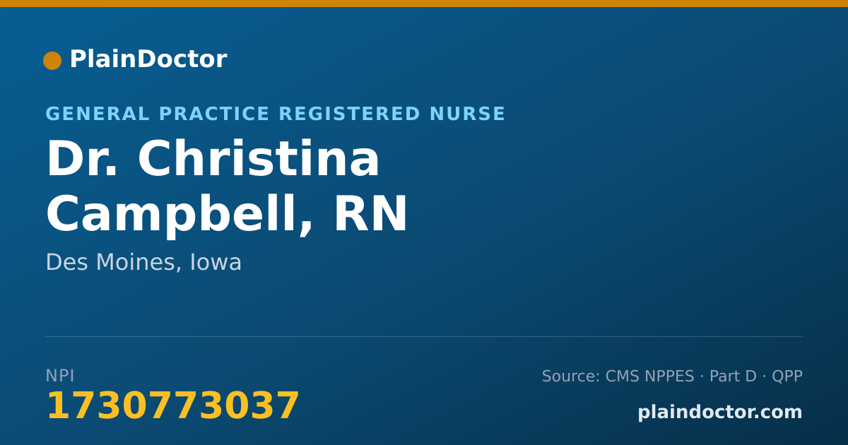 Shareable card for Christina Campbell, RN - General Practice Registered Nurse, Des Moines, IA