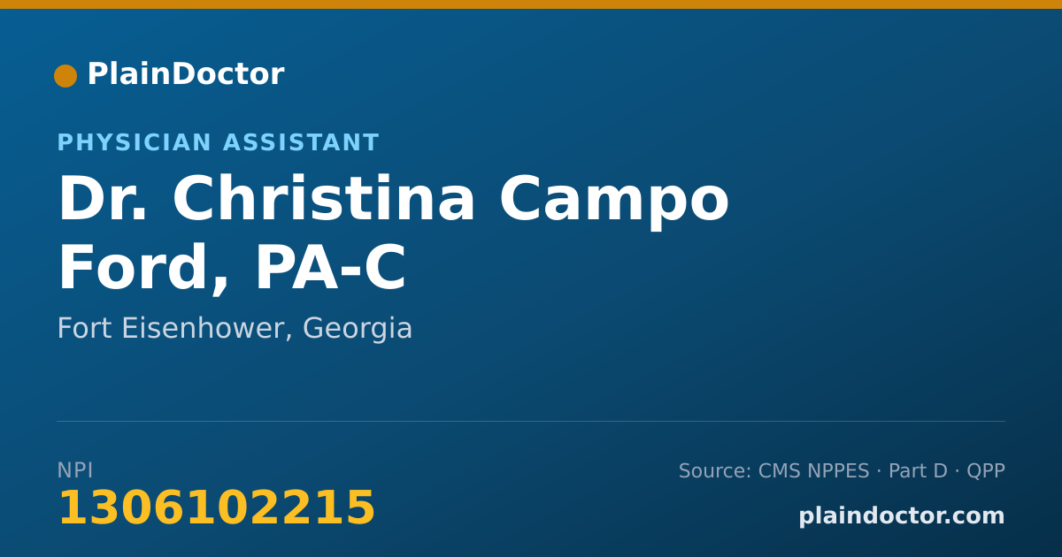 Shareable card for Christina Campo Ford, PA-C - Physician Assistant, Fort Eisenhower, GA