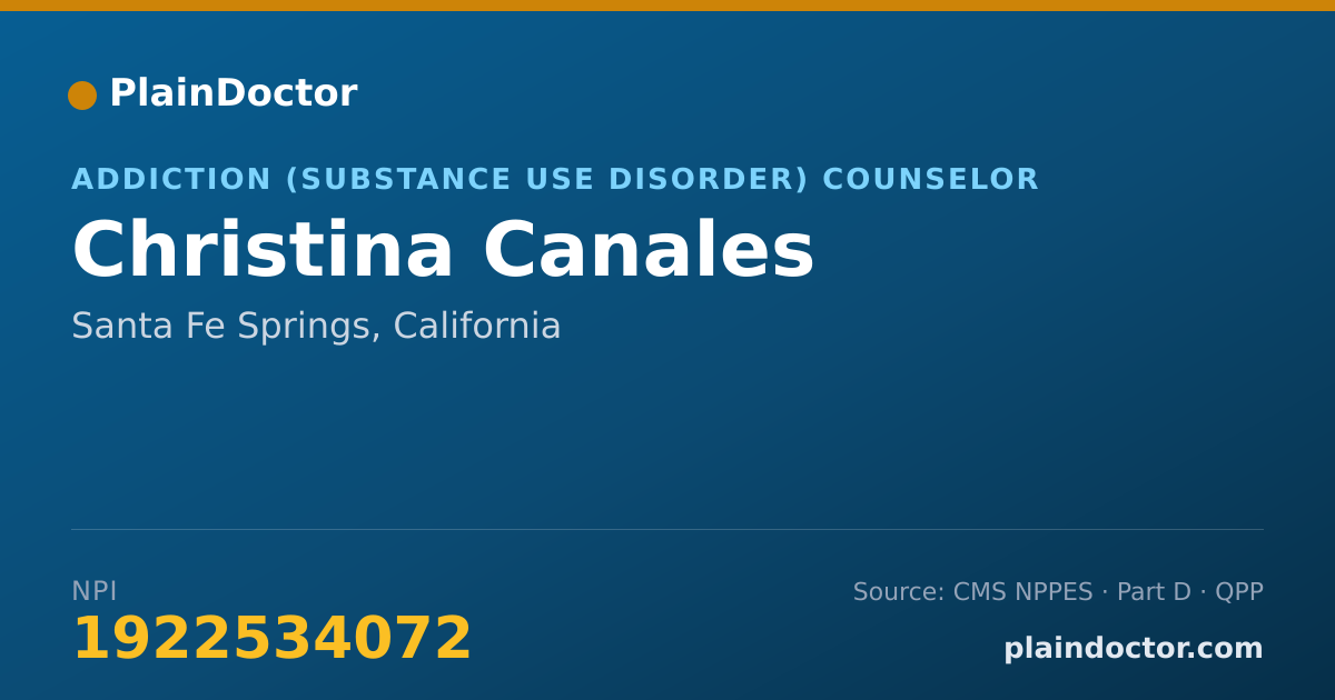 Shareable card for Christina Canales - Addiction (Substance Use Disorder) Counselor, Santa Fe Springs, CA