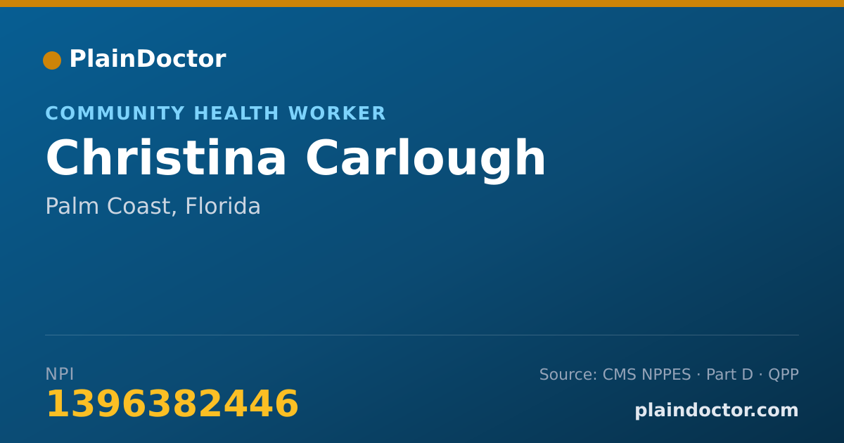Shareable card for Christina Carlough - Community Health Worker, Palm Coast, FL