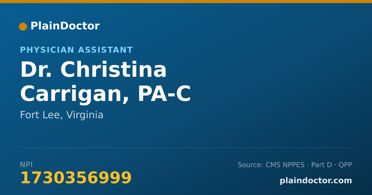 Shareable card for Christina Carrigan, PA-C - Physician Assistant, Fort Lee, VA