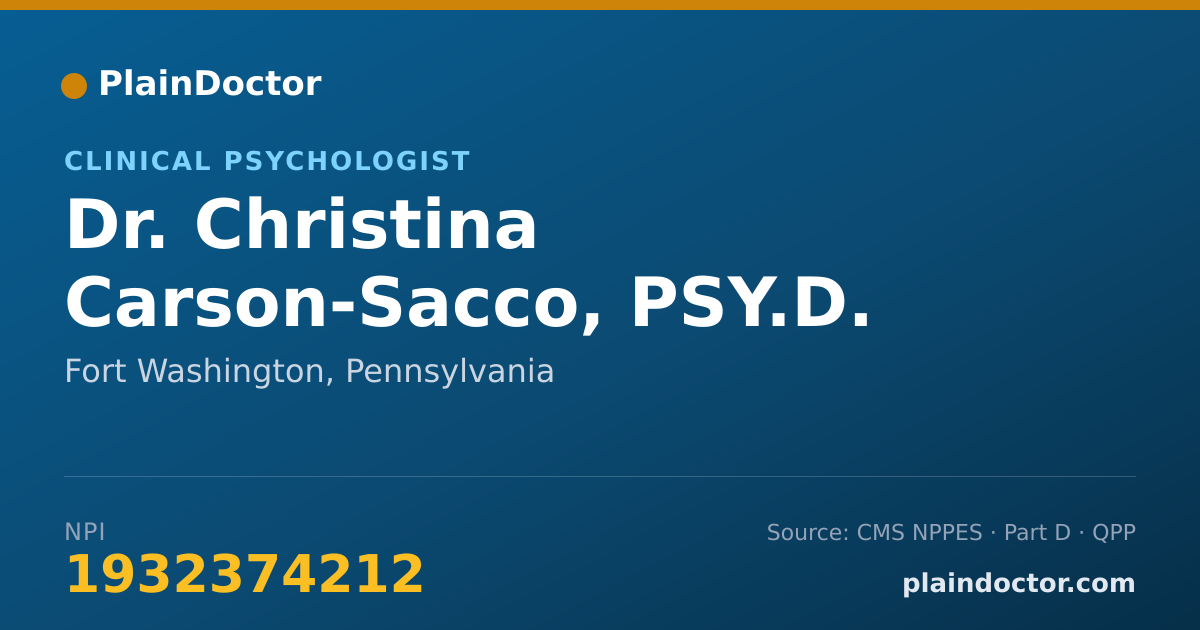 Shareable card for Christina Carson-Sacco, PSY.D. - Clinical Psychologist, Fort Washington, PA