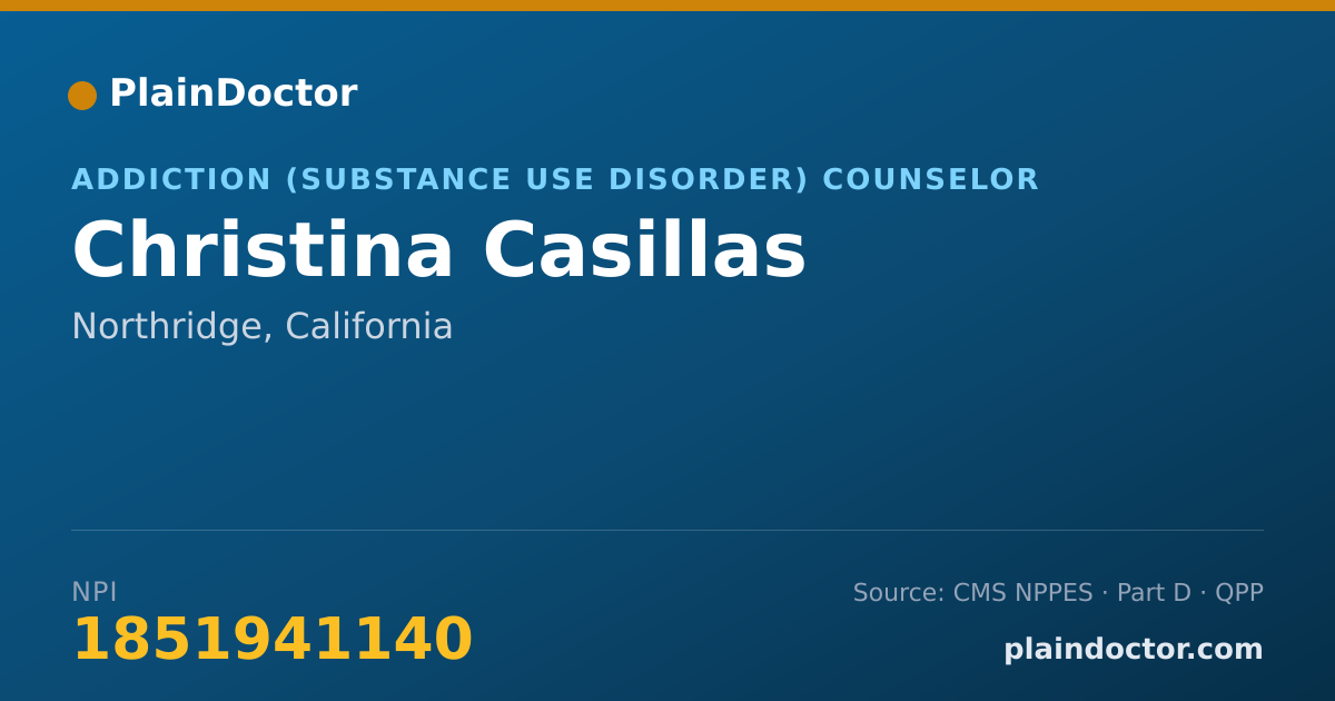 Shareable card for Christina Casillas - Addiction (Substance Use Disorder) Counselor, Northridge, CA