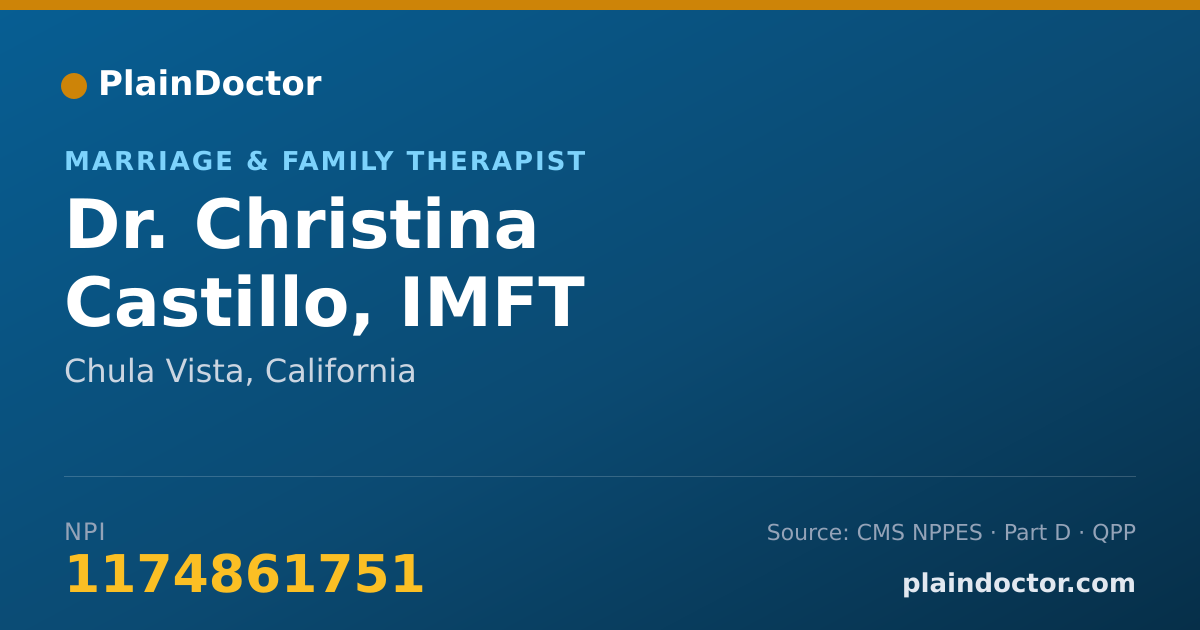 Shareable card for Christina Castillo, IMFT - Marriage & Family Therapist, Chula Vista, CA