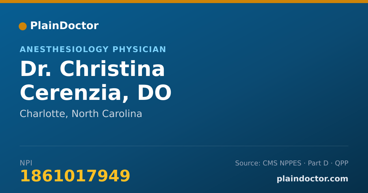 Shareable card for Christina Cerenzia, DO - Anesthesiology Physician, Charlotte, NC
