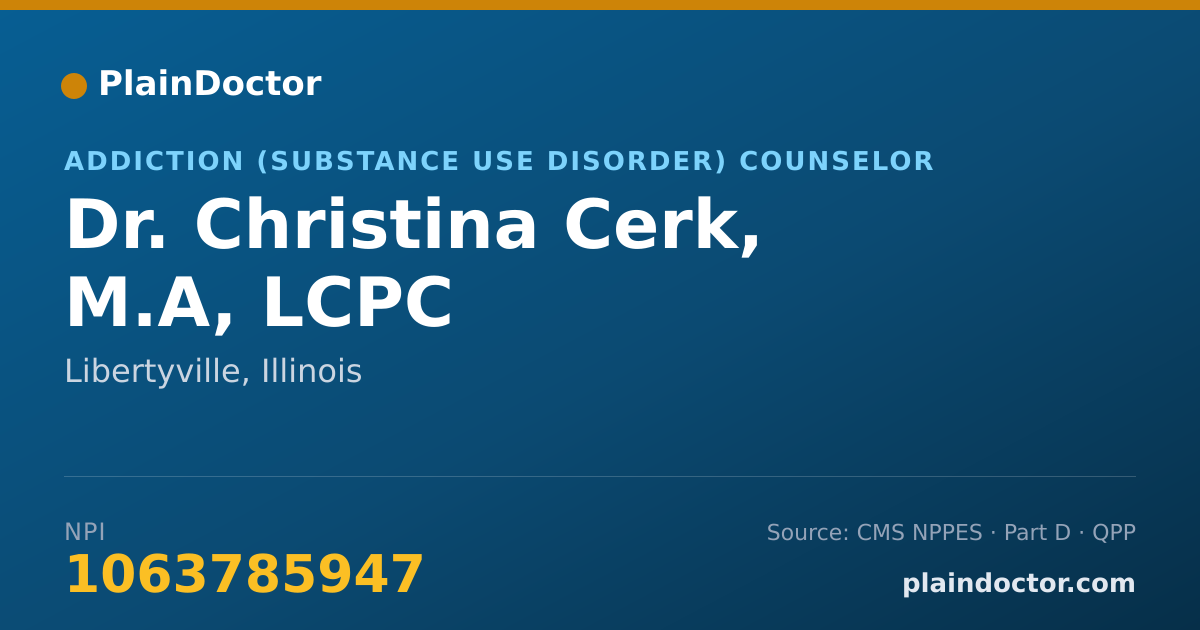 Shareable card for Christina Cerk, M.A, LCPC - Addiction (Substance Use Disorder) Counselor, Libertyville, IL