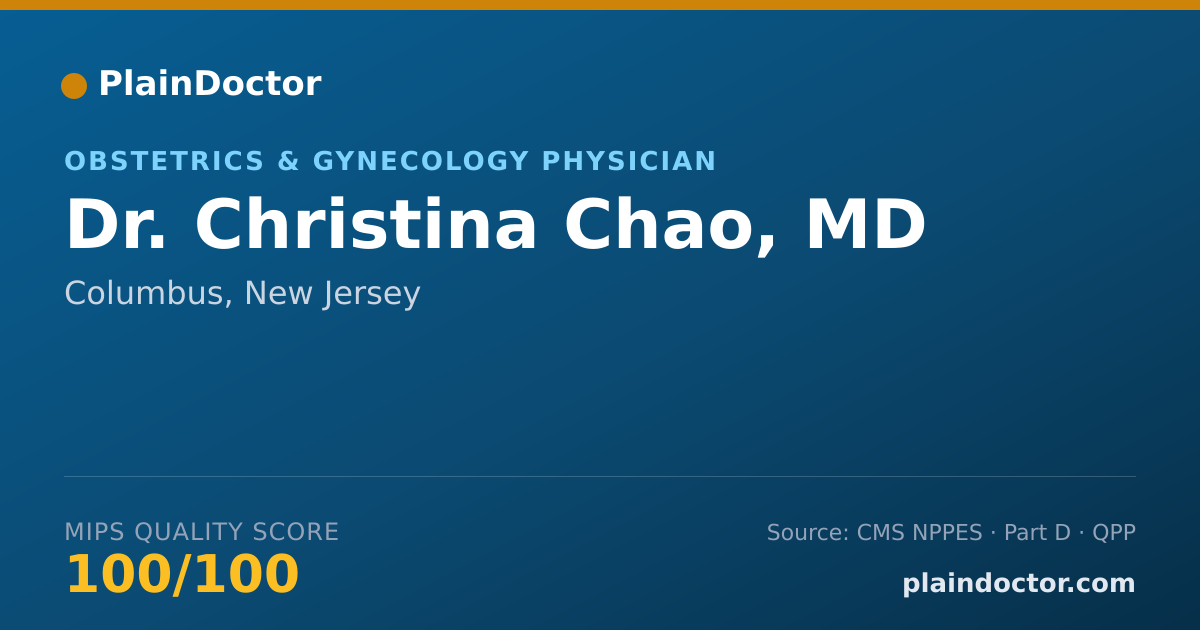 Shareable card for Christina Chao, MD - Obstetrics & Gynecology Physician, Columbus, NJ