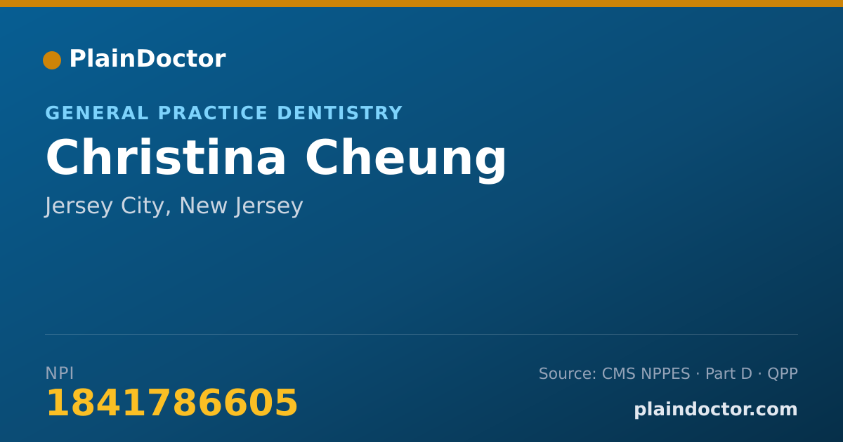 Shareable card for Christina Cheung - General Practice Dentistry, Jersey City, NJ
