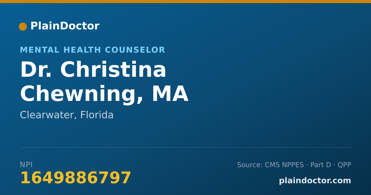 Shareable card for Christina Chewning, MA - Mental Health Counselor, Clearwater, FL