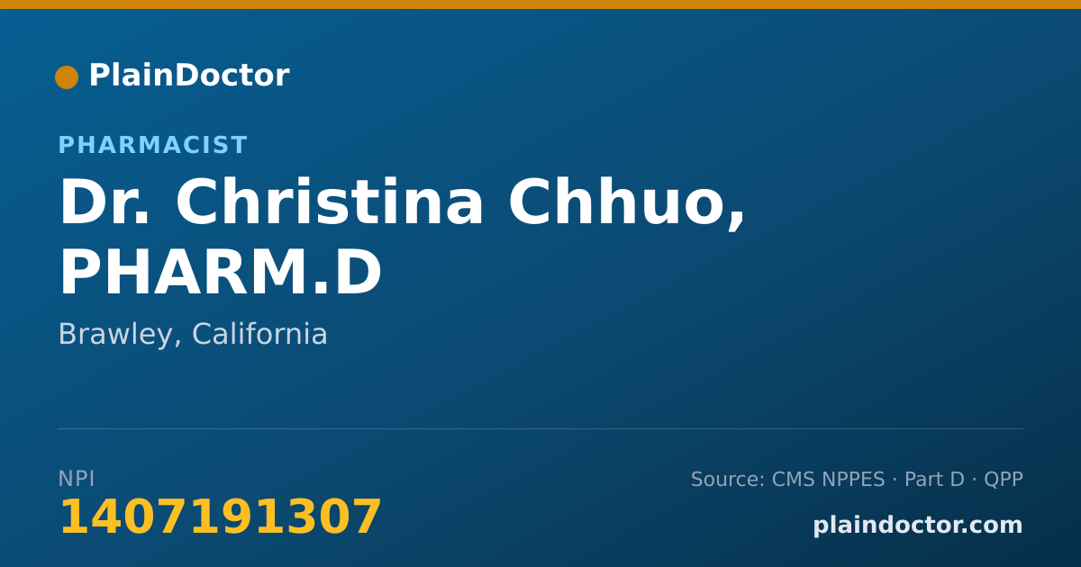 Shareable card for Christina Chhuo, PHARM.D - Pharmacist, Brawley, CA